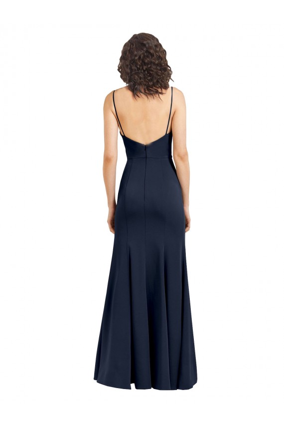 Stretch Crepe Low Back Long High Neck Sheath Formal Dress / Bridesmaid Dress Plymouth
