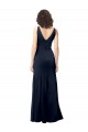 Stretch Crepe V-Back Long V-Neck Dark Navy A-Line Formal Dress / Bridesmaid Dress Plymouth