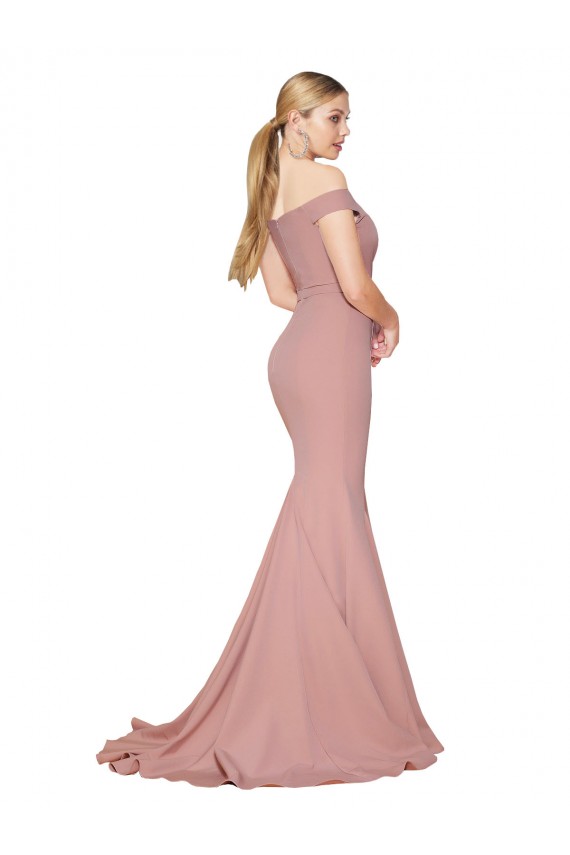 Stretch Crepe Sweep Train Off the Shoulder Mermaid Formal Evening Gown / Prom Dress / Bridesmaid Dress Plymouth