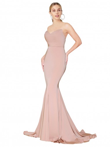 Stretch Crepe Low Back Long Sweetheart Mauve Mermaid Formal Dress / Bridesmaid Dress Plymouth