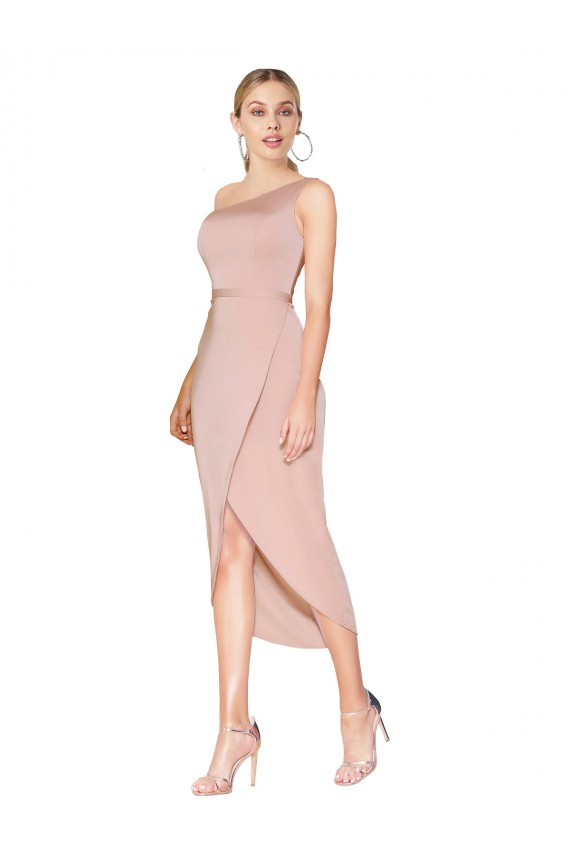 Stretch Crepe Knee Length One Shoulder Mermaid Formal Dress / Bridesmaid Dress Plymouth