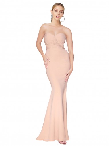 Stretch Crepe Long Sweetheart Nude Mermaid Formal Dress / Bridesmaid Dress Plymouth