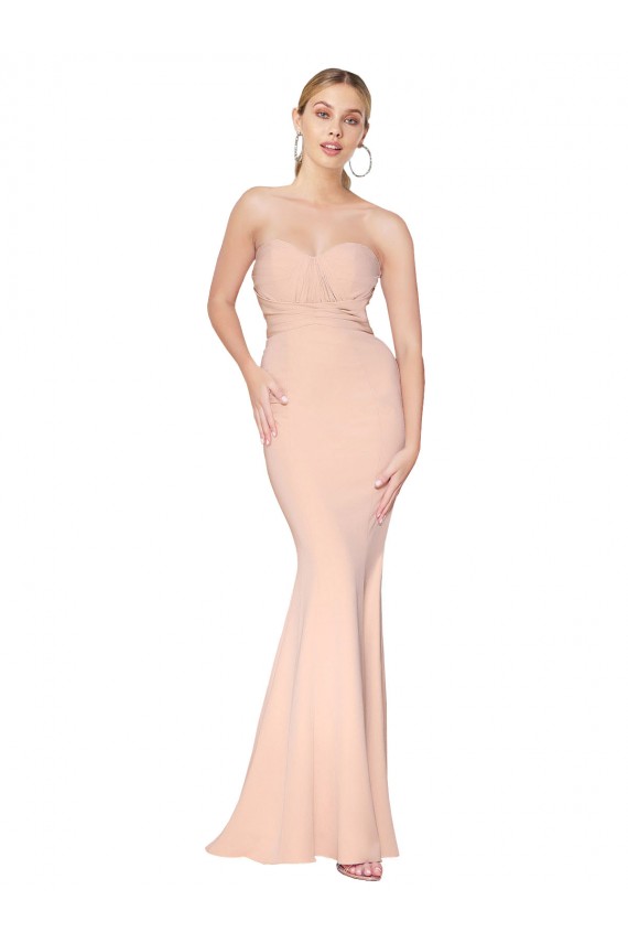 Stretch Crepe Long Sweetheart Nude Mermaid Formal Dress / Bridesmaid Dress Plymouth