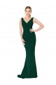 Stretch Crepe Long V-Neck Midnight Green Mermaid Formal Evening Gown / Prom Dress / Bridesmaid Dress Plymouth