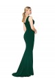 Stretch Crepe Long V-Neck Midnight Green Mermaid Formal Evening Gown / Prom Dress / Bridesmaid Dress Plymouth