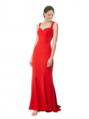 Stretch Crepe Long Sweetheart Red Mermaid Formal Evening Gown / Prom Dress / Bridesmaid Dress Plymouth