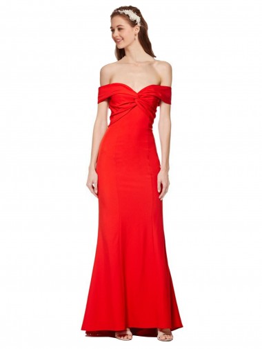 Stretch Crepe Long Off the Shoulder Red Mermaid Bridesmaid Dress / Formal Dress Plymouth