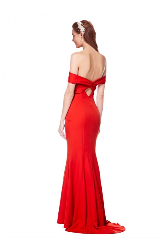 Stretch Crepe Long Off the Shoulder Red Mermaid Bridesmaid Dress / Formal Dress Plymouth