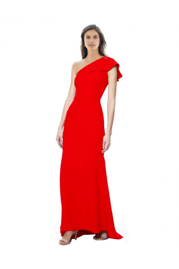 Stretch Crepe Long One Shoulder Red Mermaid Formal Dress / Bridesmaid Dress Plymouth