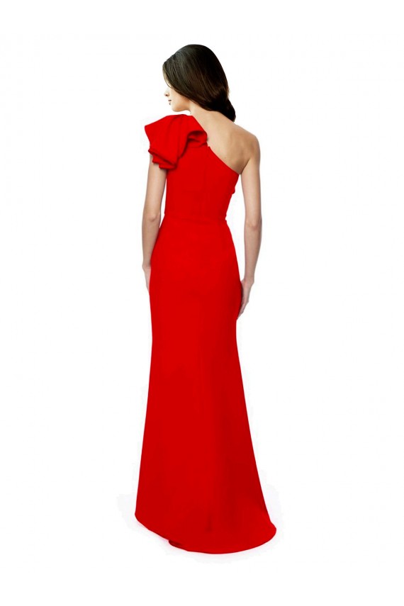 Stretch Crepe Long One Shoulder Red Mermaid Formal Dress / Bridesmaid Dress Plymouth