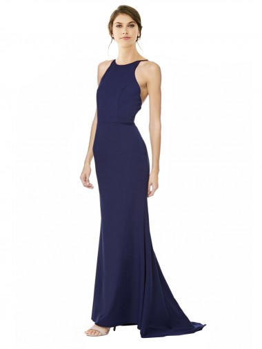 Stretch Crepe Criss Cross Open Back Long Halter Neck Mermaid Formal Evening Gown / Prom Dress / Bridesmaid Dress Plymouth