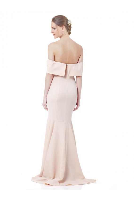 Stretch Crepe Long Off the Shoulder Nude Mermaid Formal Evening Gown / Prom Dress / Bridesmaid Dress Plymouth