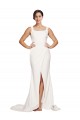 Stretch Crepe Low Back Sweep Train Square Neck Sheath Semi Formal Evening Dress / Prom Dress / Bridesmaid Dress Plymouth
