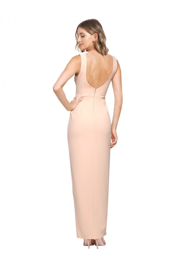Stretch Crepe Long Square Neck Sheath Formal Evening Gown / Prom Dress / Bridesmaid Dress Plymouth