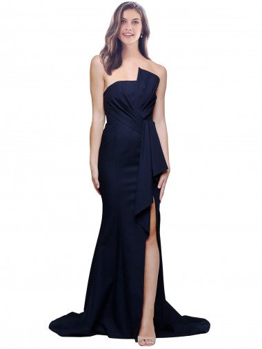Stretch Crepe Low Back Sweep Train Strapless Sheath Semi Formal Evening Dress / Prom Dress / Bridesmaid Dress Plymouth