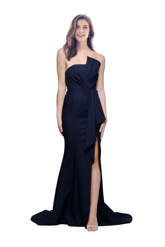 Stretch Crepe Low Back Sweep Train Strapless Sheath Semi Formal Evening Dress / Prom Dress / Bridesmaid Dress Plymouth