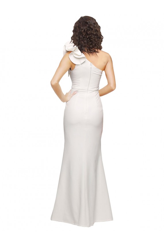Stretch Crepe Long One Shoulder Ivory Sheath Formal Evening Gown / Prom Dress / Bridesmaid Dress Plymouth