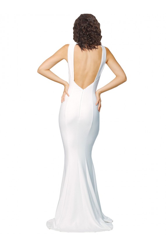 Stretch Crepe Low Back Long High Neck Sheath Formal Evening Gown / Prom Dress / Bridesmaid Dress Plymouth