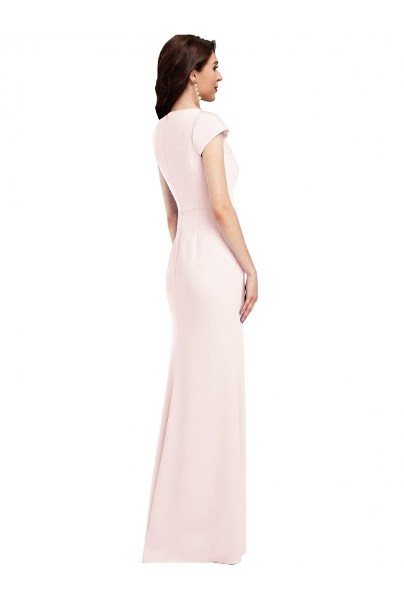 Stretch Crepe Long V-Neck A-Line Formal Evening Gown / Prom Dress / Bridesmaid Dress Plymouth
