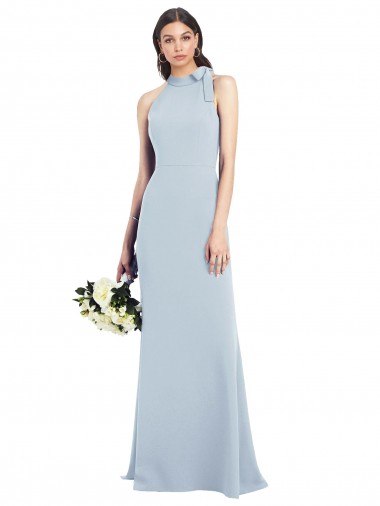 Stretch Crepe Open Back Long Bow Neck Trumpet Semi Formal Evening Dress / Prom Dress / Bridesmaid Dress Plymouth