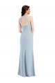 Stretch Crepe Open Back Long Halter Neck Light Sky Blue A-Line Formal Evening Gown / Prom Dress / Bridesmaid Dress Plymouth