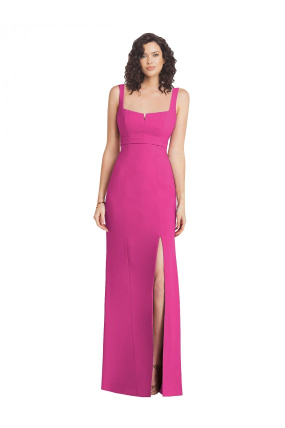 Stretch Crepe Low Back Long Square Neck Trumpet Semi Formal Evening Dress / Prom Dress / Bridesmaid Dress Plymouth