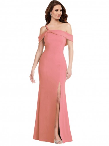 Stretch Crepe Low Back Long One Shoulder Trumpet Semi Formal Evening Dress / Prom Dress / Bridesmaid Dress Plymouth