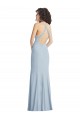 Stretch Crepe Criss Cross Back Long Halter Neck Light Sky Blue Trumpet Formal Evening Gown / Prom Dress / Bridesmaid Dress Plymouth