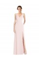 Stretch Crepe Low Back Long V-Neck A-Line Black Tie Evening Dress / Prom Dress / Bridesmaid Dress Plymouth