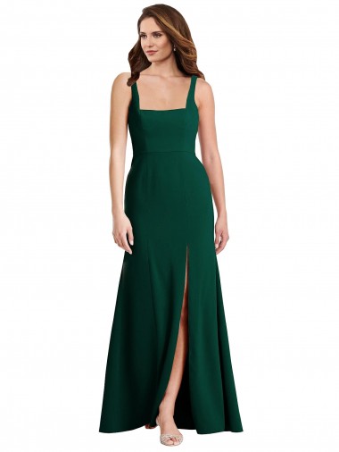 Stretch Crepe Long Square Neck Trumpet Semi Formal Evening Dress / Prom Dress / Bridesmaid Dress Plymouth