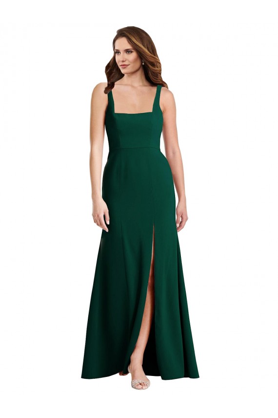 Stretch Crepe Long Square Neck Trumpet Semi Formal Evening Dress / Prom Dress / Bridesmaid Dress Plymouth