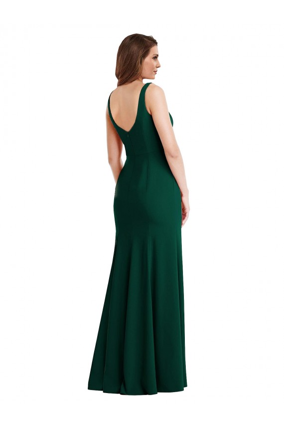 Stretch Crepe Long Square Neck Trumpet Semi Formal Evening Dress / Prom Dress / Bridesmaid Dress Plymouth