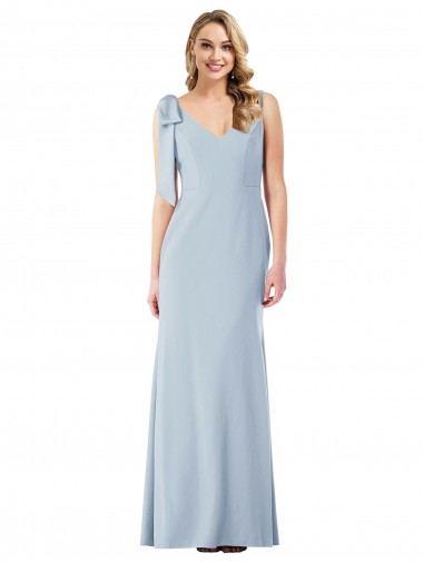 Stretch Crepe V-Back Long V-Neck Trumpet Semi Formal Evening Dress / Prom Dress / Bridesmaid Dress Plymouth