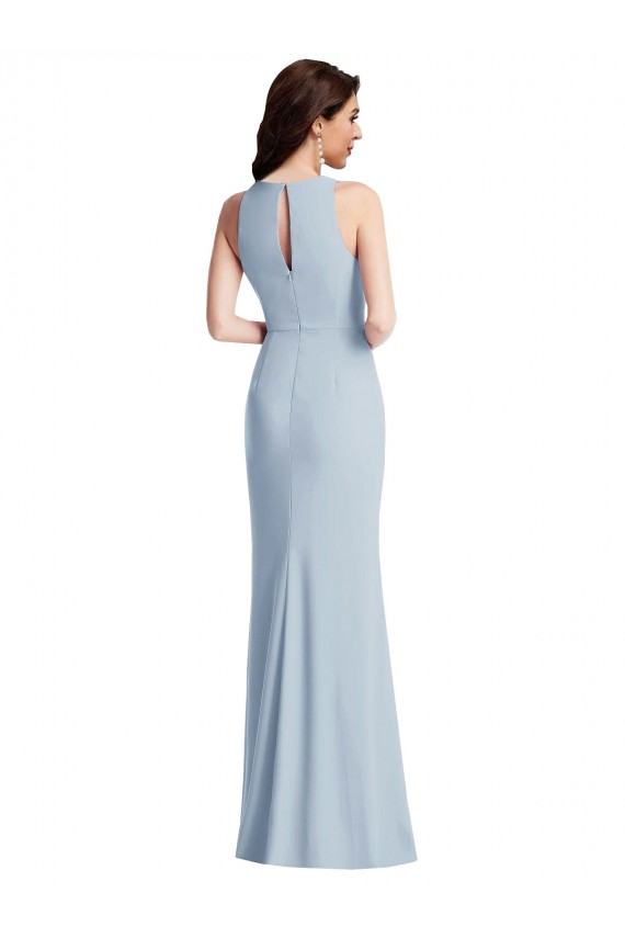 Stretch Crepe Long Halter Neck Trumpet Formal Dress / Bridesmaid Dress Plymouth