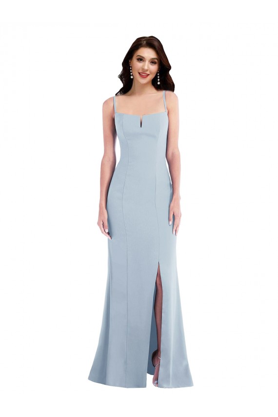 Stretch Crepe Long Spaghetti Straps Trumpet Formal Evening Gown / Prom Dress / Bridesmaid Dress Plymouth