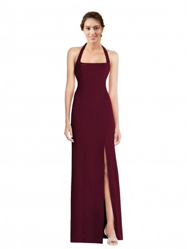 Stretch Crepe Open Back Long Halter Neck Trumpet Semi Formal Evening Dress / Prom Dress / Bridesmaid Dress Plymouth