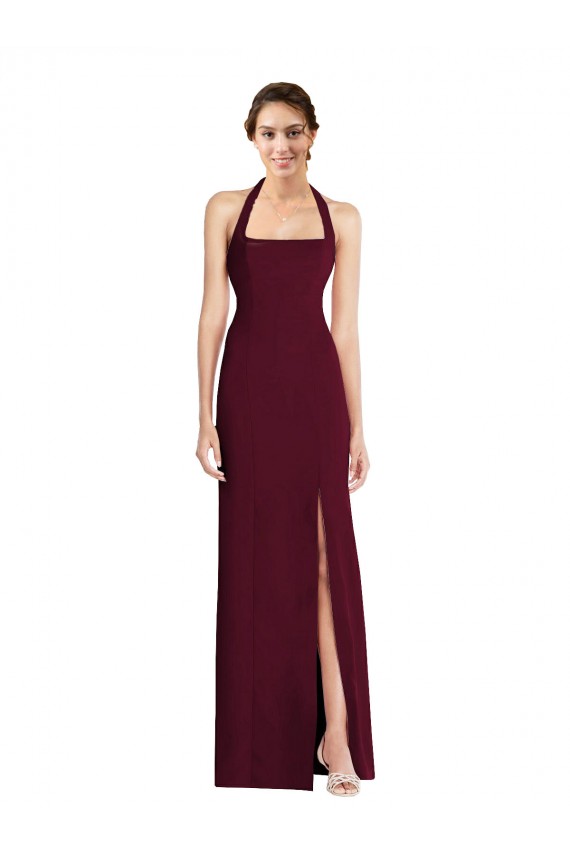Stretch Crepe Open Back Long Halter Neck Trumpet Semi Formal Evening Dress / Prom Dress / Bridesmaid Dress Plymouth