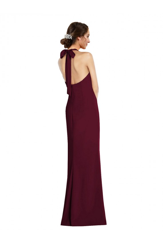 Stretch Crepe Open Back Long Halter Neck Trumpet Semi Formal Evening Dress / Prom Dress / Bridesmaid Dress Plymouth