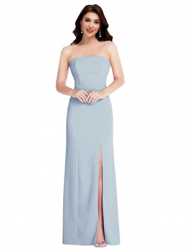 Stretch Crepe Low Back Long Strapless Light Sky Blue A-Line Formal Evening Gown / Prom Dress / Bridesmaid Dress Plymouth