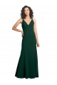 Stretch Crepe V-Back Long V-Neck Midnight Green A-Line Formal Dress / Bridesmaid Dress Plymouth