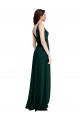Stretch Crepe V-Back Long V-Neck Midnight Green A-Line Formal Evening Gown / Prom Dress / Bridesmaid Dress Plymouth
