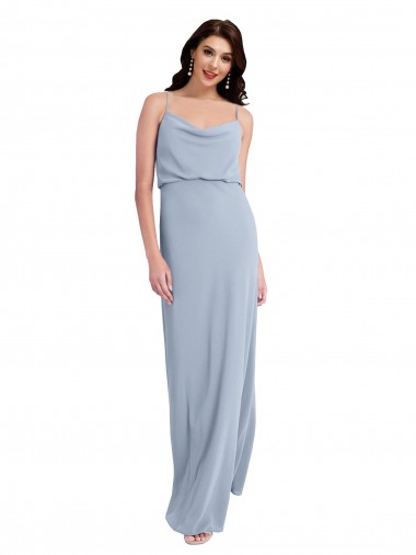 Stretch Crepe V-Back Long Spaghetti Straps Sheath Formal Evening Gown / Prom Dress / Bridesmaid Dress Plymouth