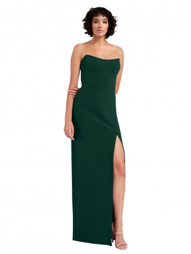 Stretch Crepe Low Back Long Scoop Neck Midnight Green Sheath Formal Evening Gown / Prom Dress / Bridesmaid Dress Plymouth