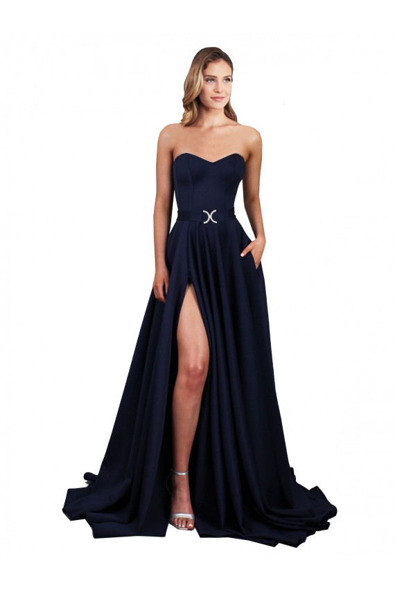Stretch Crepe Low Back Long Sweetheart A-Line Formal Dress / Bridesmaid Dress Plymouth