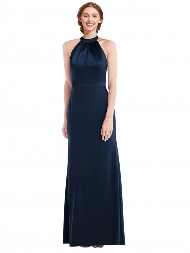 Stretch Crepe Open Back Long High Neck Trumpet Semi Formal Evening Dress / Prom Dress / Bridesmaid Dress Plymouth