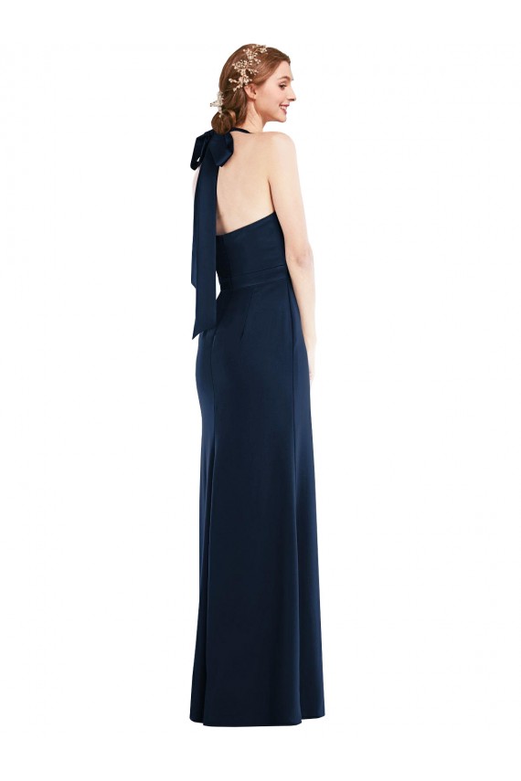 Stretch Crepe Open Back Long High Neck Trumpet Semi Formal Evening Dress / Prom Dress / Bridesmaid Dress Plymouth