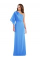 Stretch Crepe Long One Shoulder Peacock Blue Trumpet Semi Formal Evening Dress / Prom Dress / Bridesmaid Dress Plymouth