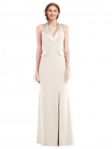 Stretch Crepe Low Back Long Halter Neck Trumpet Semi Formal Evening Dress / Prom Dress / Bridesmaid Dress Plymouth