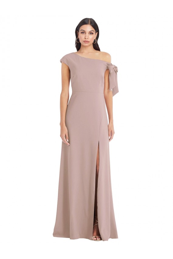 Stretch Crepe Long Off the Shoulder Dusty Pink A-Line Formal Evening Gown / Prom Dress / Bridesmaid Dress Plymouth