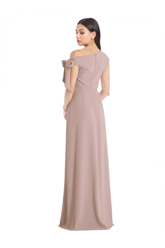 Stretch Crepe Long Off the Shoulder Dusty Pink A-Line Formal Evening Gown / Prom Dress / Bridesmaid Dress Plymouth